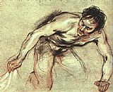 Kneeling Male Nude by Jean-Antoine Watteau